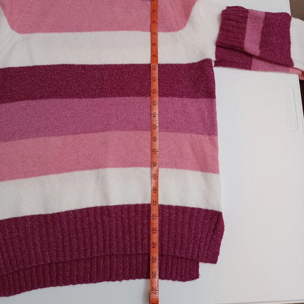 Women's Time & Tru Barbie Pink Striped Soft Sweater Size‎ Small